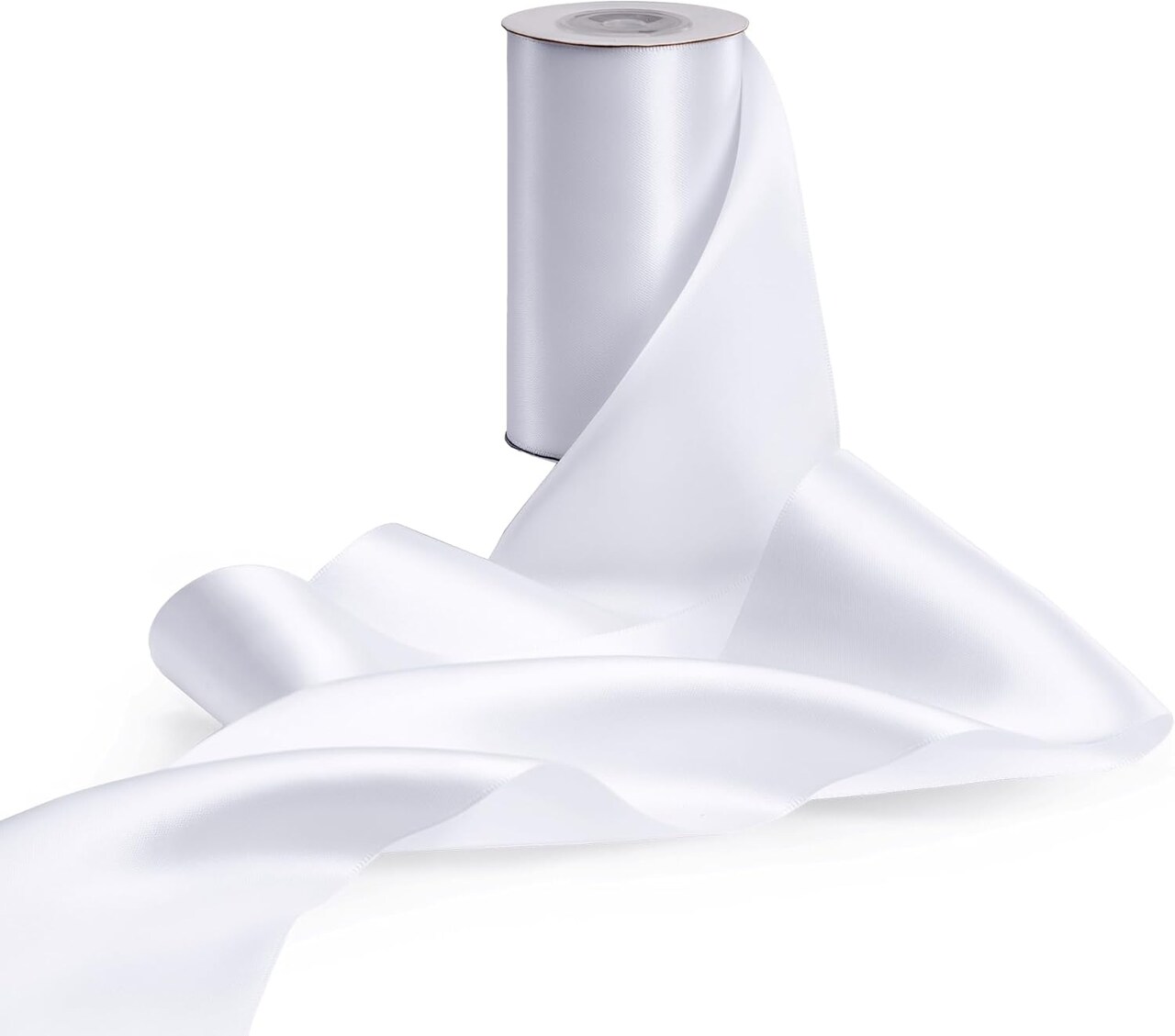 White Satin Ribbon 4 Inch Wide Double Face White Ribbon,(10 Yards)